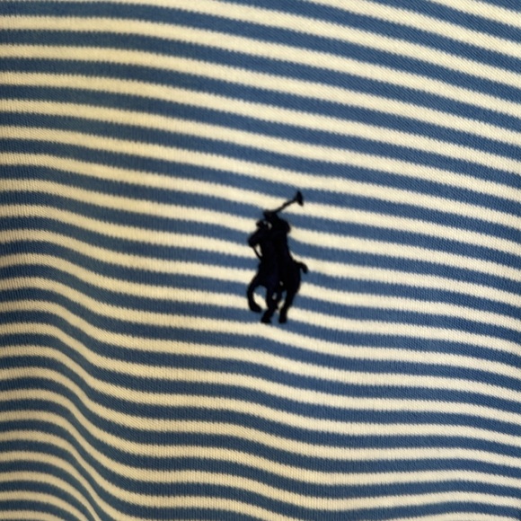 Polo Ralph Lauren Custom Slim Fit Polo – Blue & White Striped – Size Medium - Picture 4 of 9